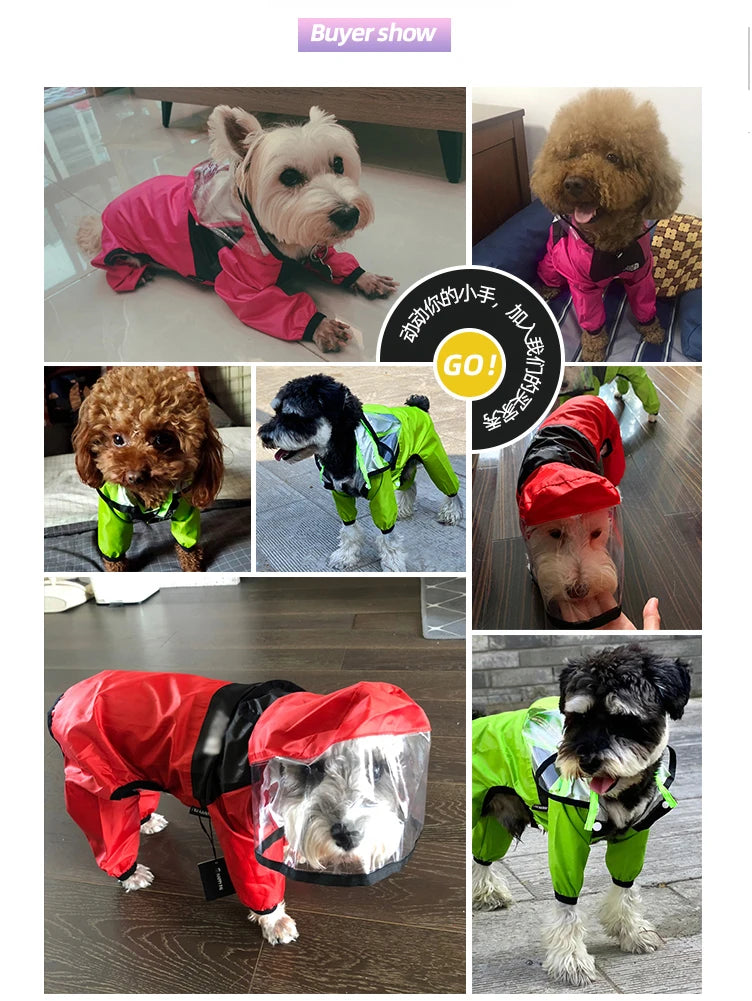 Waterproof Dog Raincoat Jumpsuit