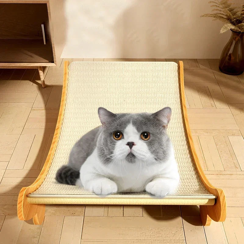 Wooden Cat Scratching Bed with Detachable Pad