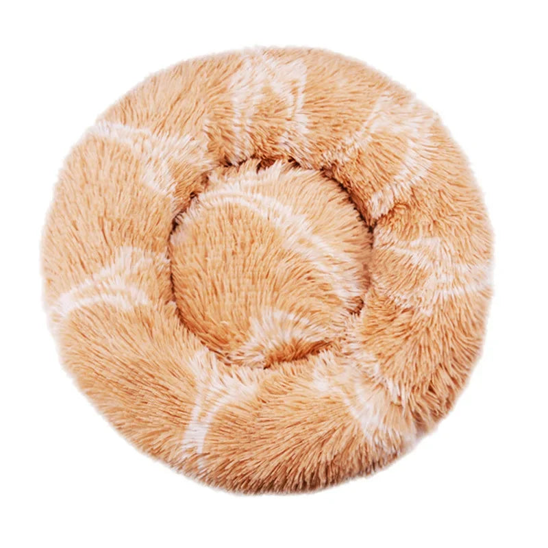 Round Plush Pet Bed for Cats & Dogs (40–90cm)