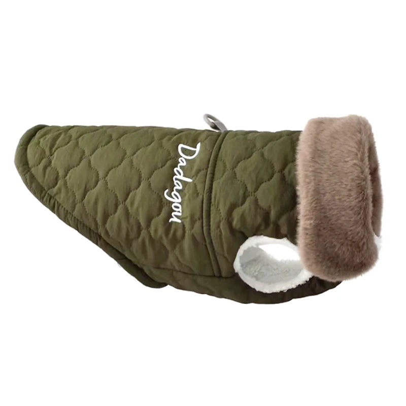 Waterproof Fleece Dog Jacket with Fur Collar
