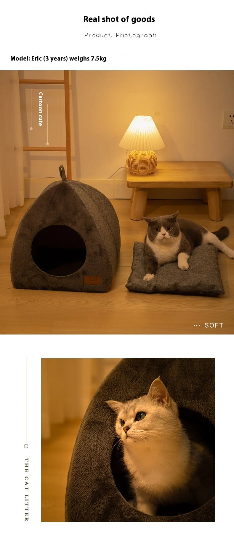 Triangle Closed Cat House Bed