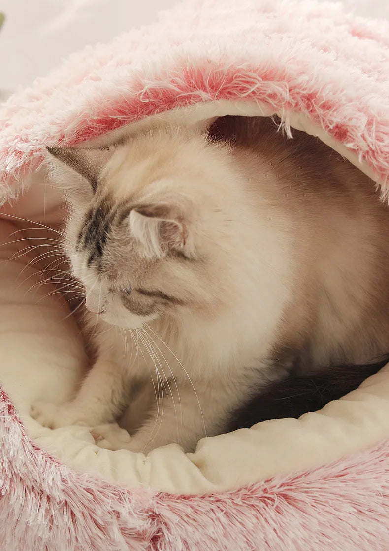 Winter Plush Shell Cat Nest Bed