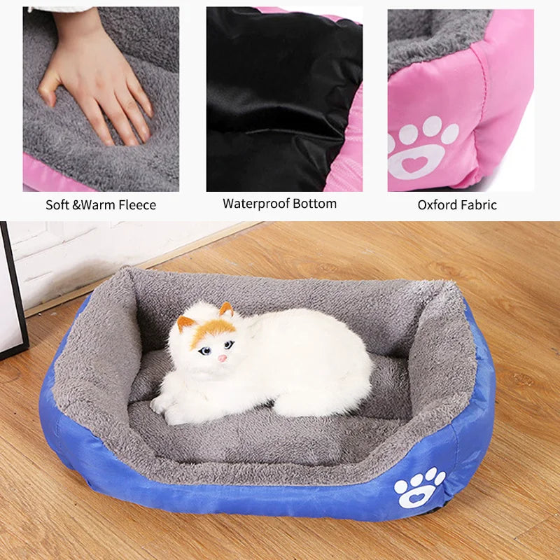 Large Square Plush Dog & Cat Bed