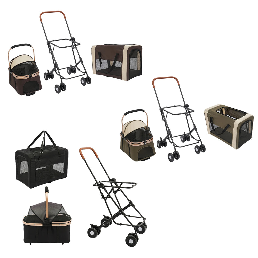 Double-Tier Foldable Pet Stroller for Dogs & Cats