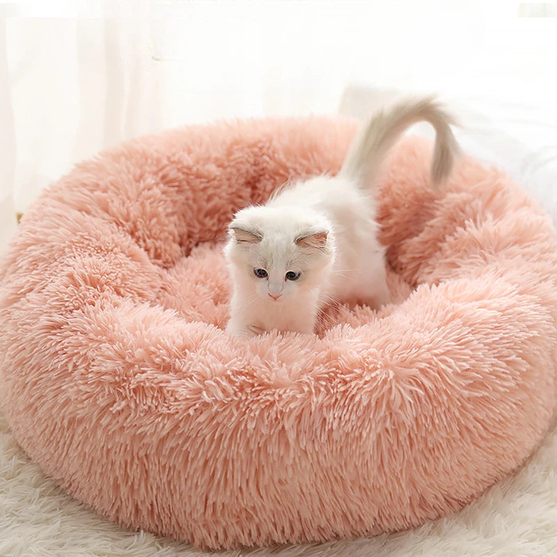 Winter Plush Round Cat & Dog Nest Bed