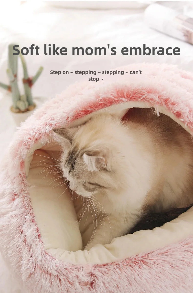 Winter Plush Shell Cat Nest Bed