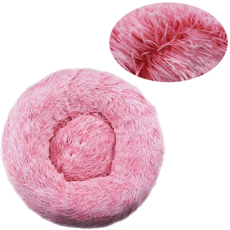 Round Plush Pet Bed for Cats & Dogs (40–90cm)