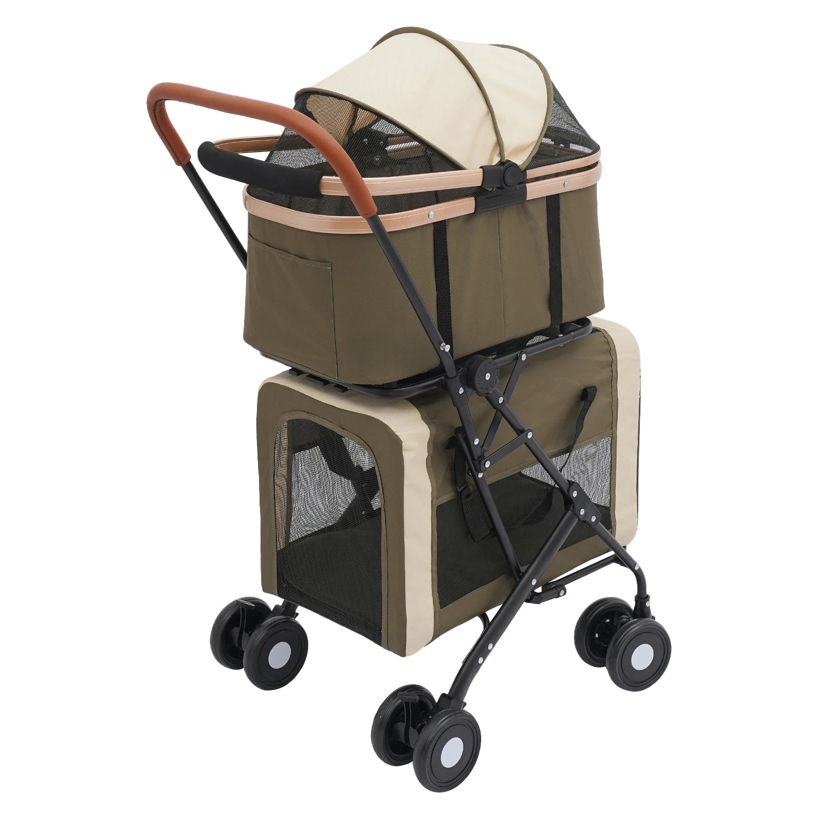 Double-Tier Foldable Pet Stroller for Dogs & Cats
