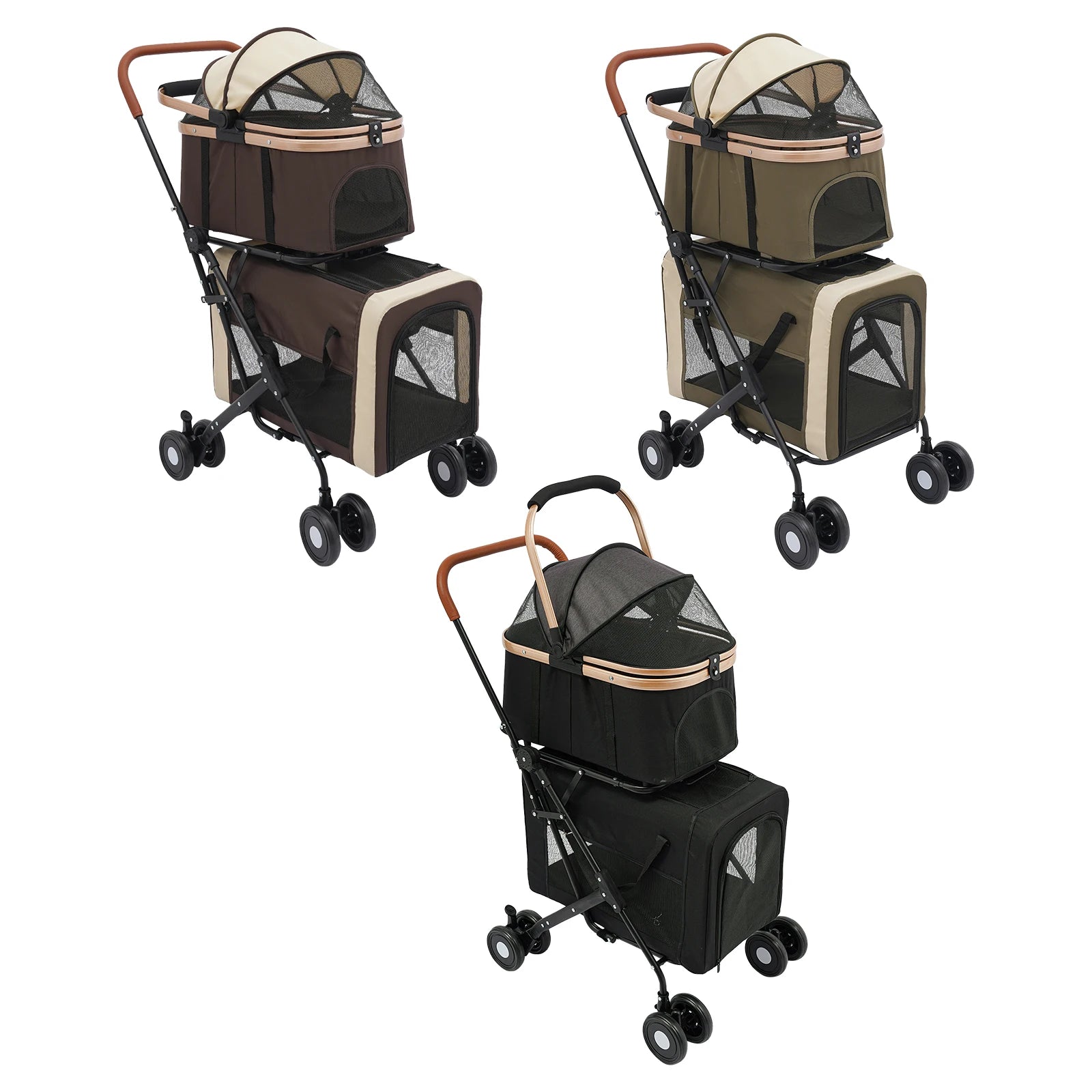 Double-Tier Foldable Pet Stroller for Dogs & Cats