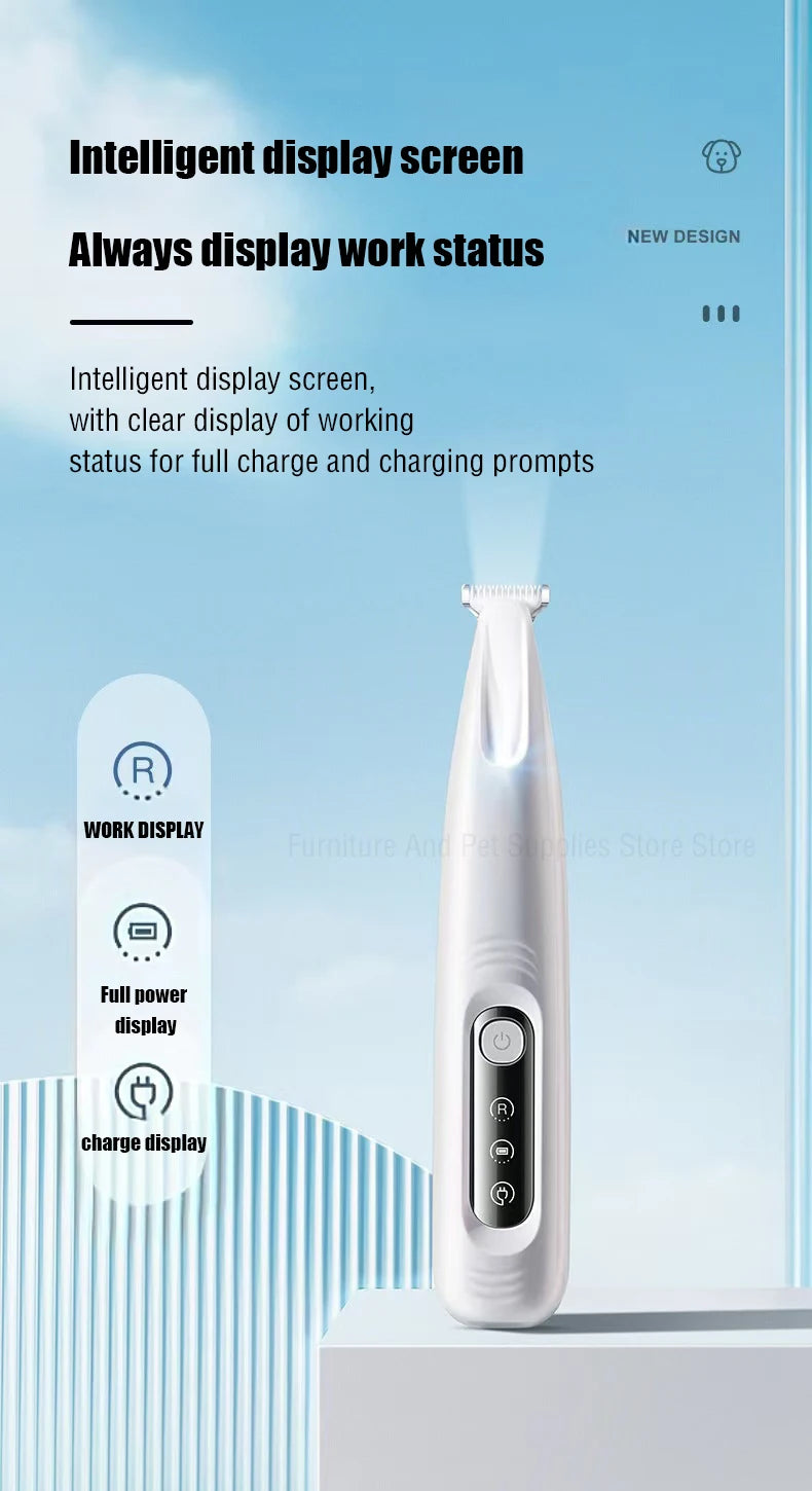 Waterproof Dog Paw Trimmer with LED Light & Display