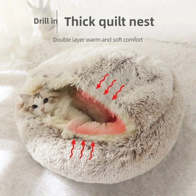 Winter Plush Shell Cat Nest Bed