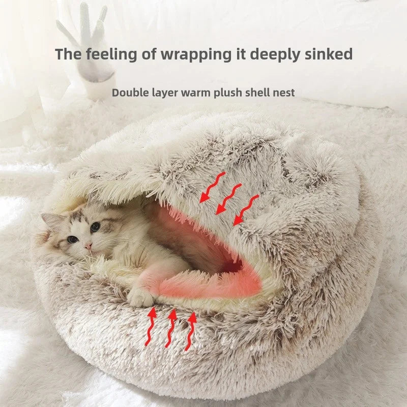 Winter Plush Shell Cat Nest Bed