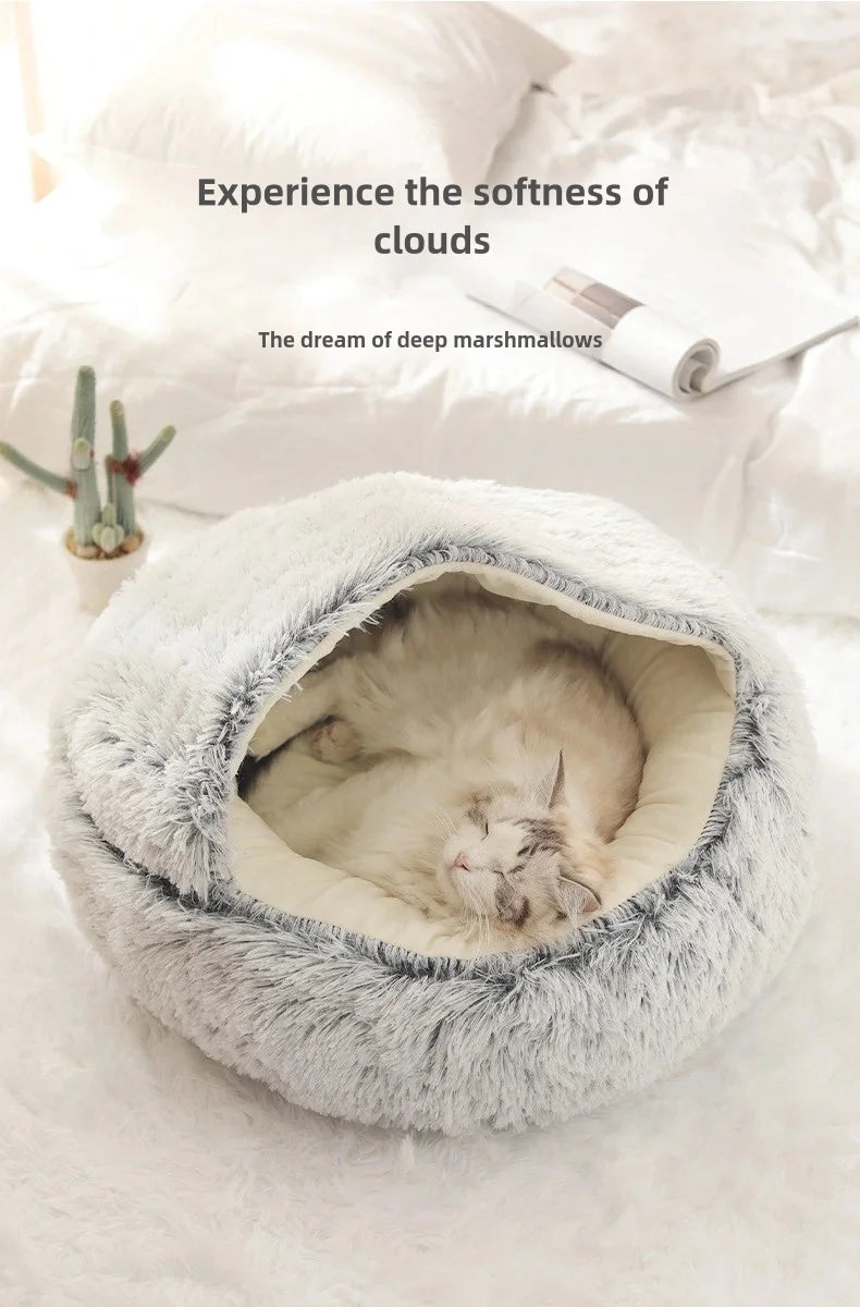 Winter Plush Shell Cat Nest Bed