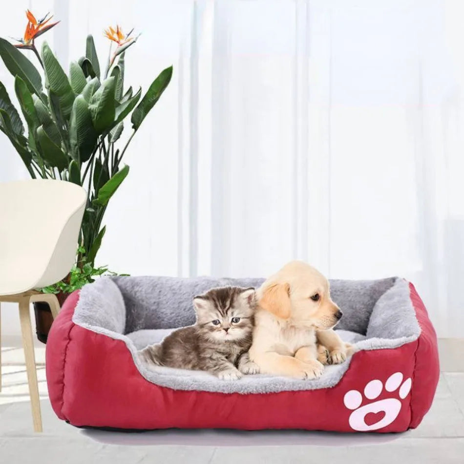 Large Square Plush Dog & Cat Bed
