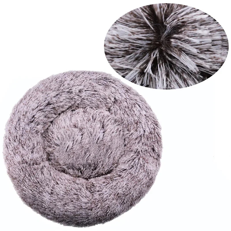 Round Plush Pet Bed for Cats & Dogs (40–90cm)