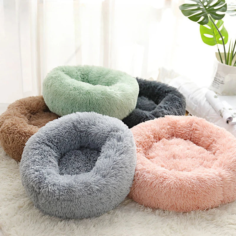 Winter Plush Round Cat & Dog Nest Bed