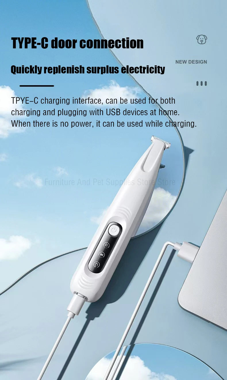 Waterproof Dog Paw Trimmer with LED Light & Display