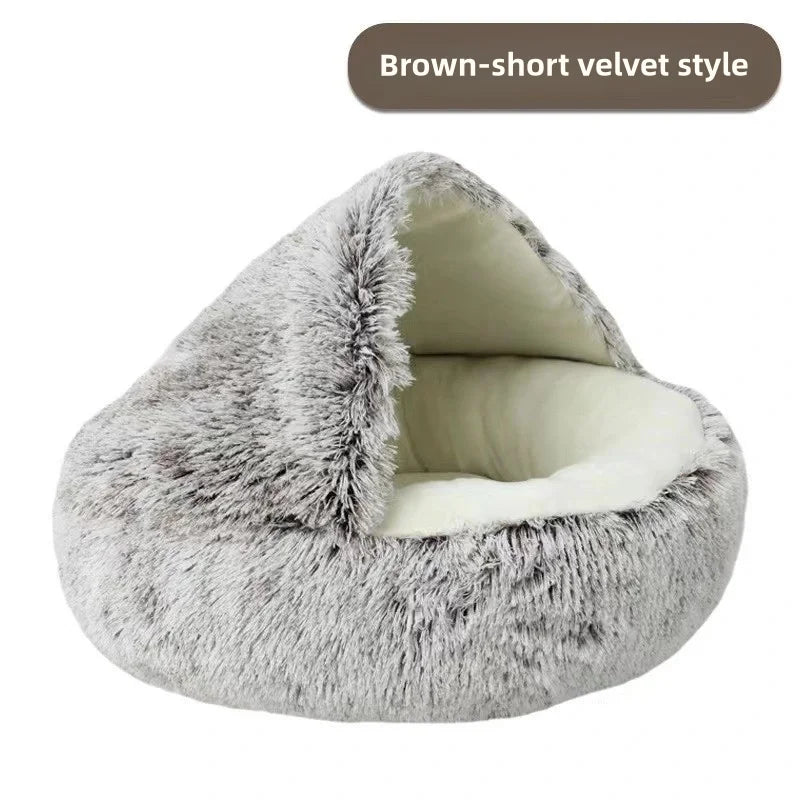 Winter Plush Shell Cat Nest Bed