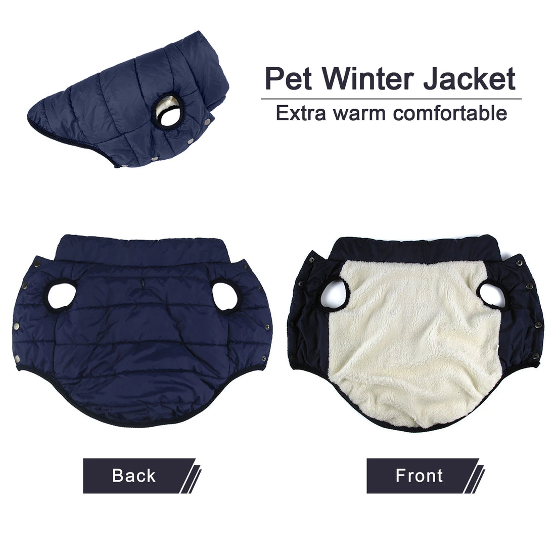 Fleece-Lined Winter Dog Jacket for Small Breeds