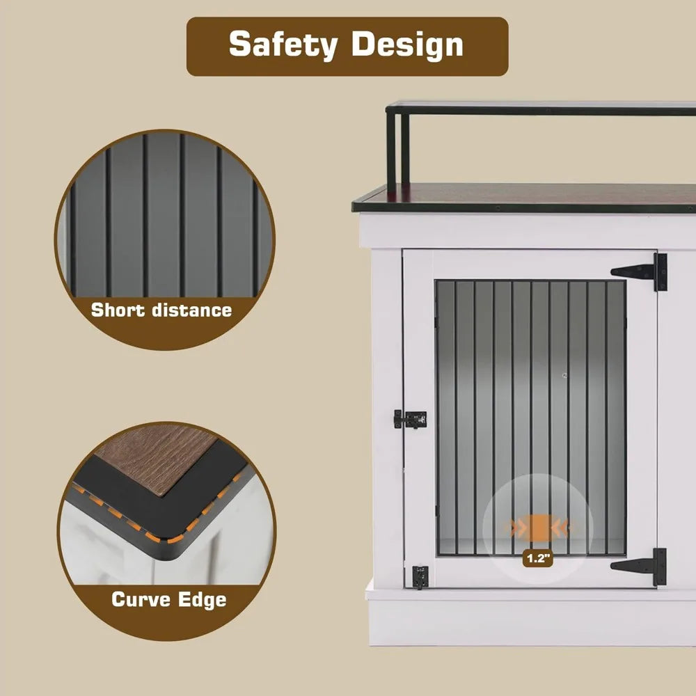 Wooden Dog Crate Furniture TV Stand with Double Doors