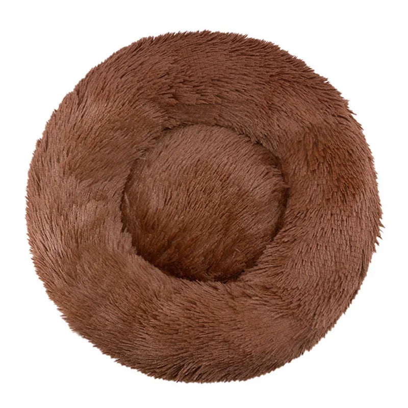 Round Plush Pet Bed for Cats & Dogs (40–90cm)