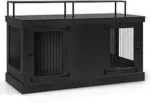Wooden Dog Crate Furniture TV Stand with Double Doors