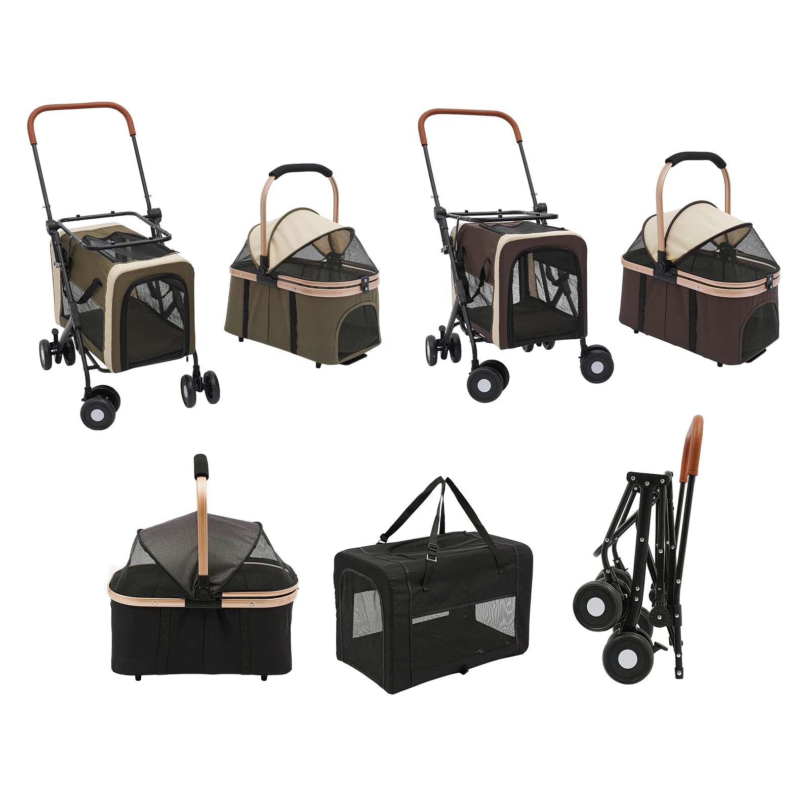 Double-Tier Foldable Pet Stroller for Dogs & Cats