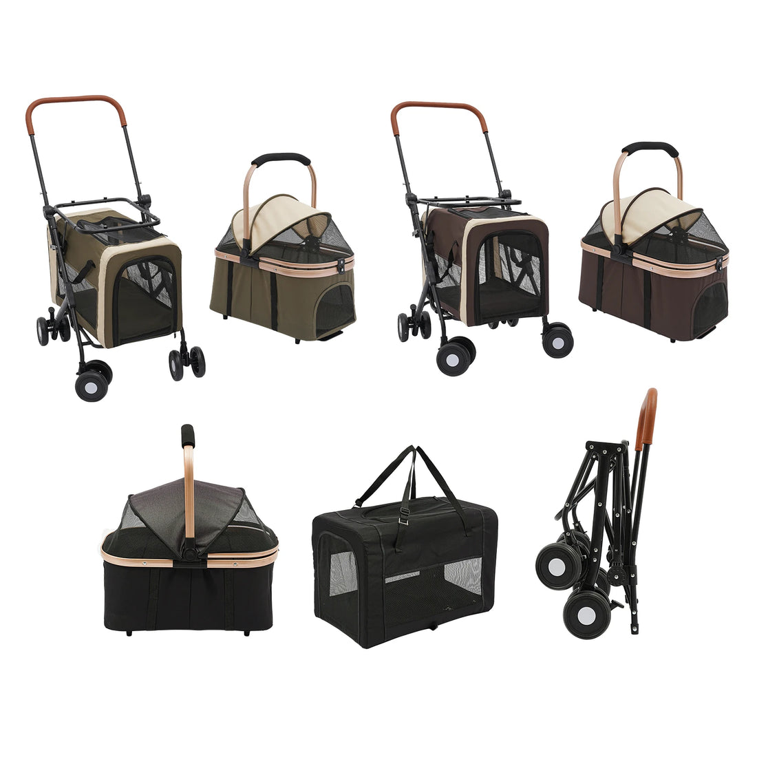 Double-Tier Foldable Pet Stroller for Dogs & Cats