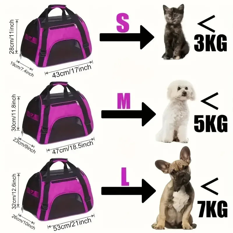Portable Mesh Pet Carrier Bag for Dogs & Cats