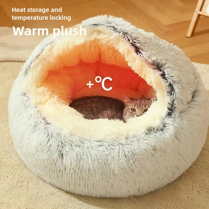 Winter Plush Shell Cat Nest Bed