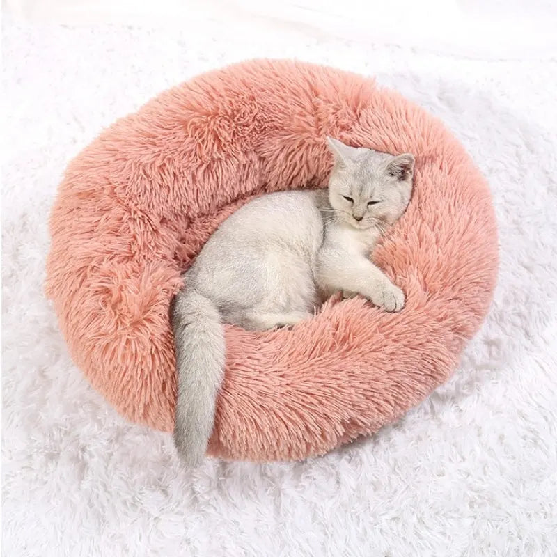 Round Plush Pet Bed for Cats & Dogs (40–90cm)