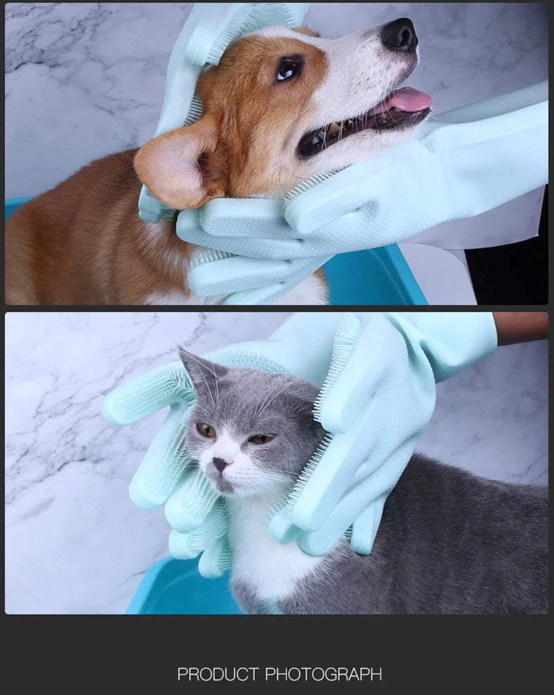 Silicone Pet Grooming & Bathing Gloves