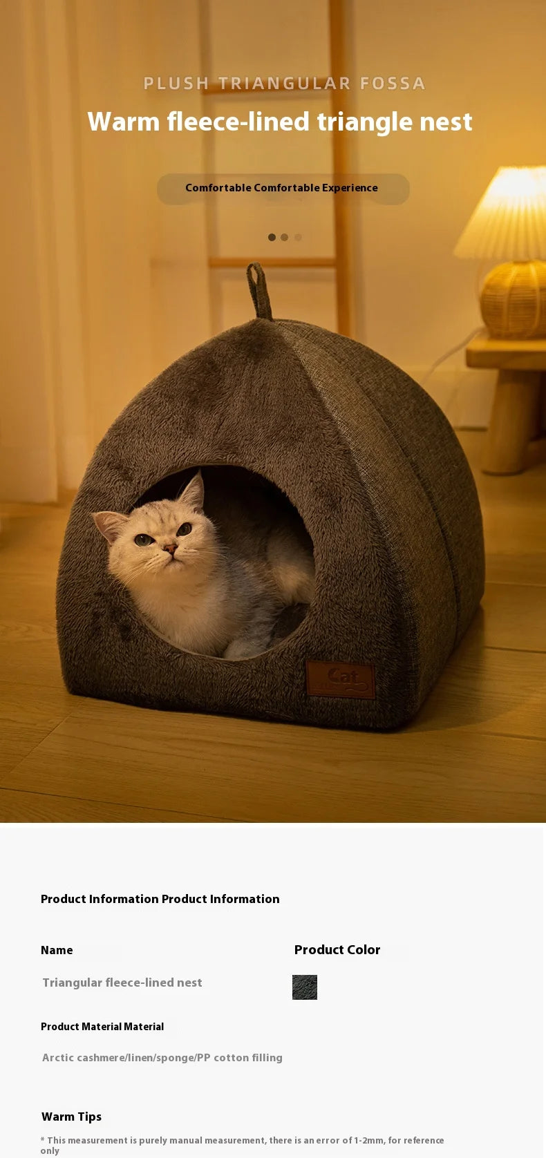 Triangle Closed Cat House Bed