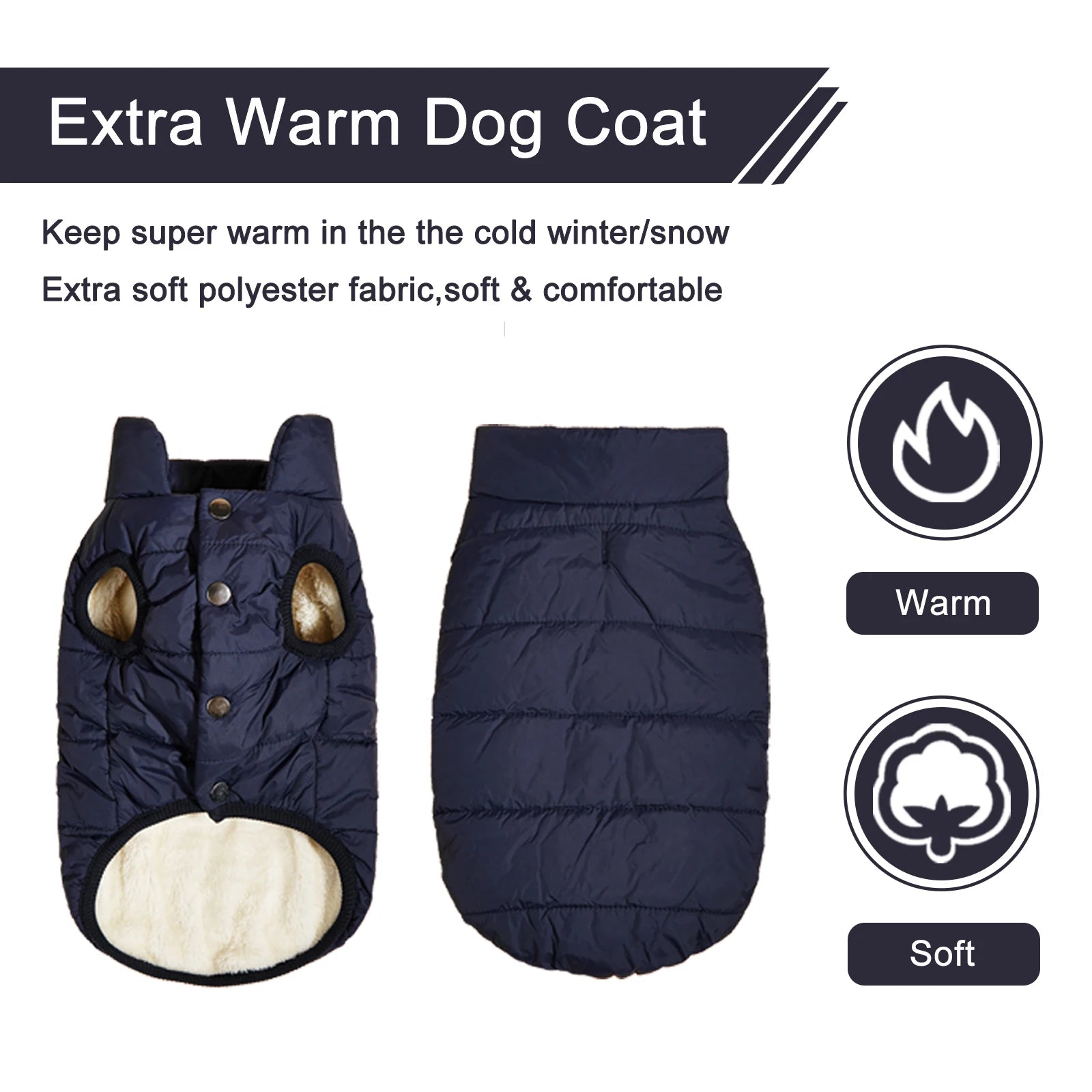 Fleece-Lined Winter Dog Jacket for Small Breeds