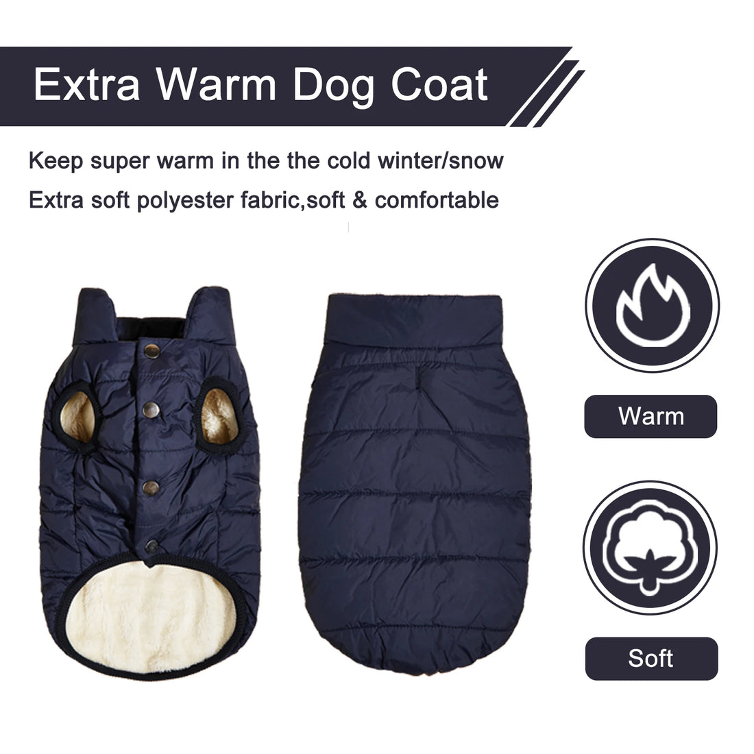 Fleece-Lined Winter Dog Jacket for Small Breeds