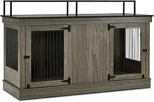 Wooden Dog Crate Furniture TV Stand with Double Doors