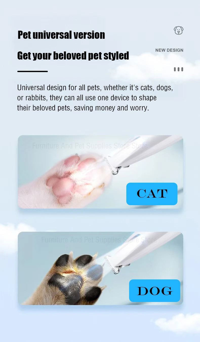 Waterproof Dog Paw Trimmer with LED Light & Display