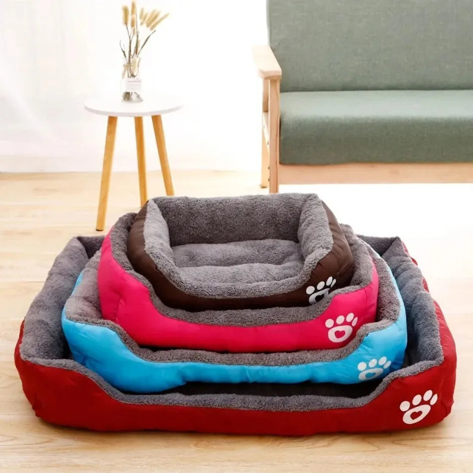 Large Square Plush Dog & Cat Bed