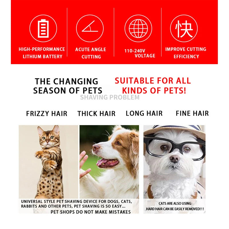 Rechargeable Electric Pet Hair Clipper Grooming Kit