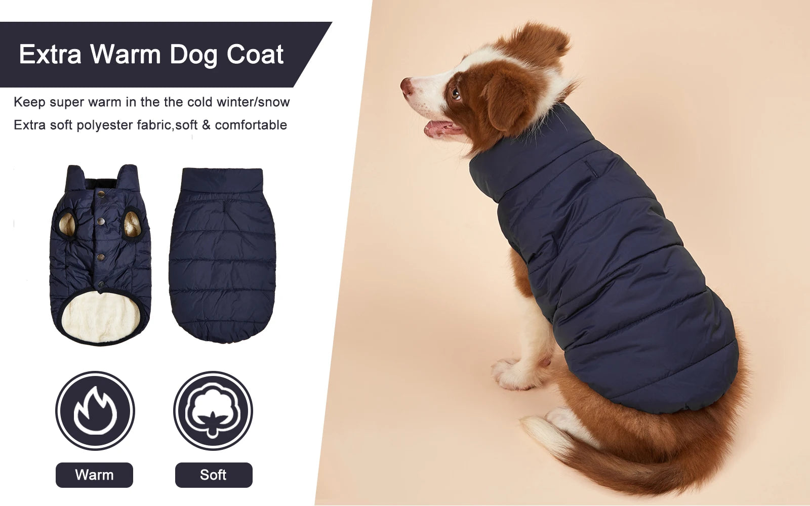 Fleece-Lined Winter Dog Jacket for Small Breeds