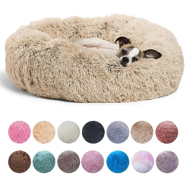 Round Plush Pet Bed for Cats & Dogs (40–90cm)