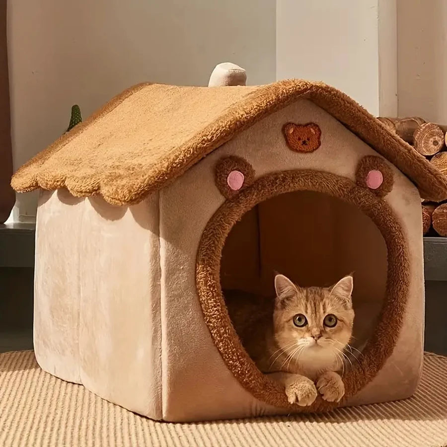 Foldable Washable Cat & Puppy House Bed