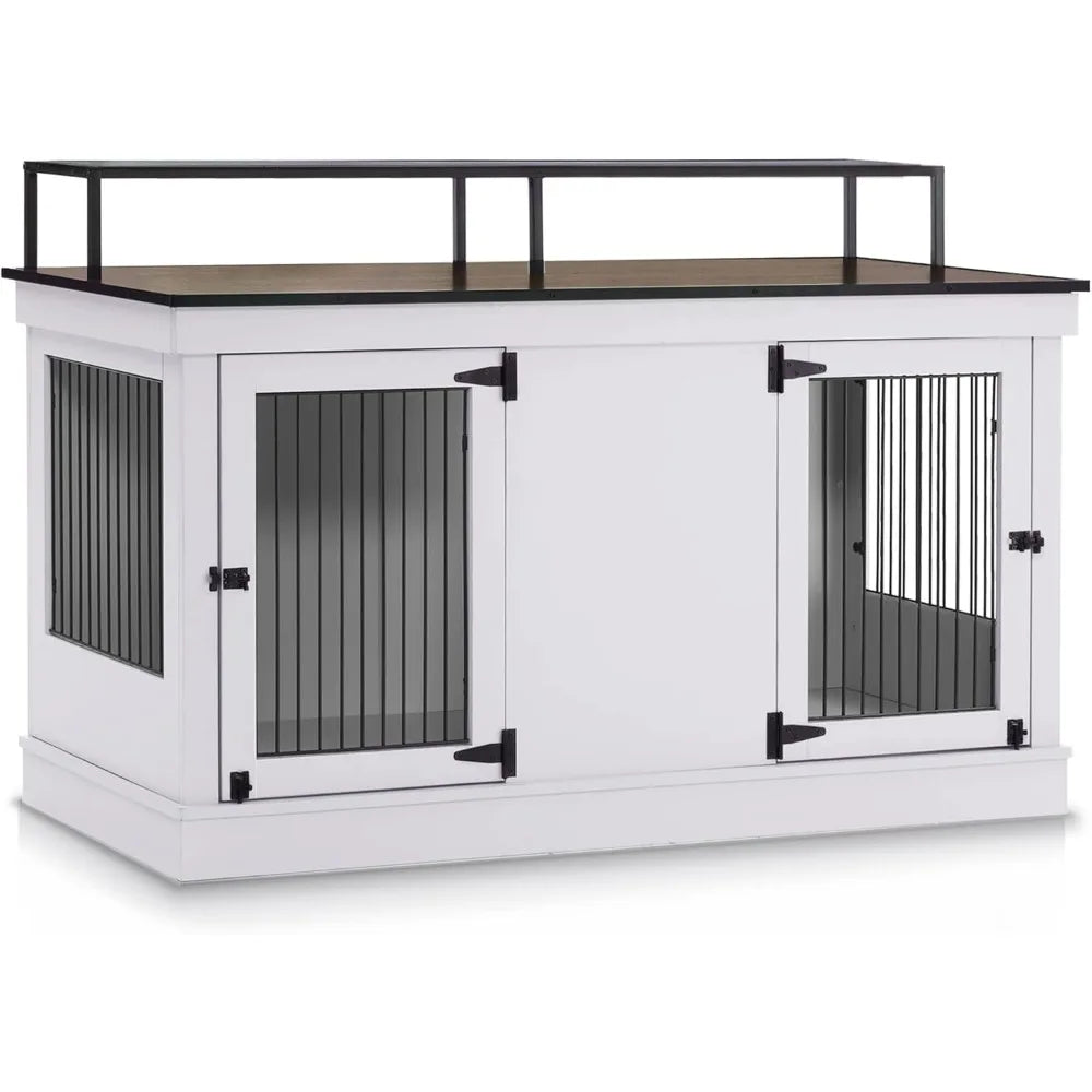 Wooden Dog Crate Furniture TV Stand with Double Doors
