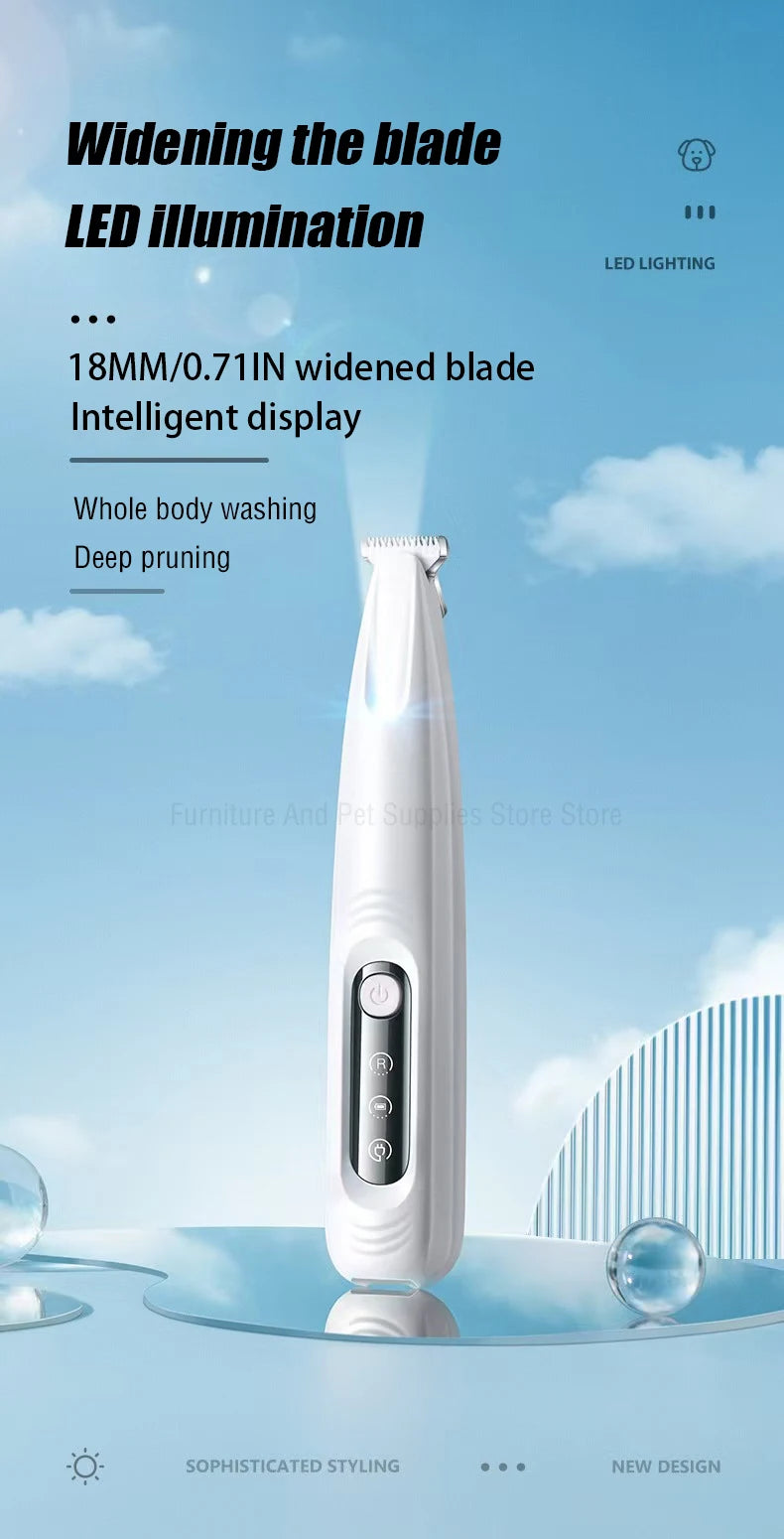 Waterproof Dog Paw Trimmer with LED Light & Display