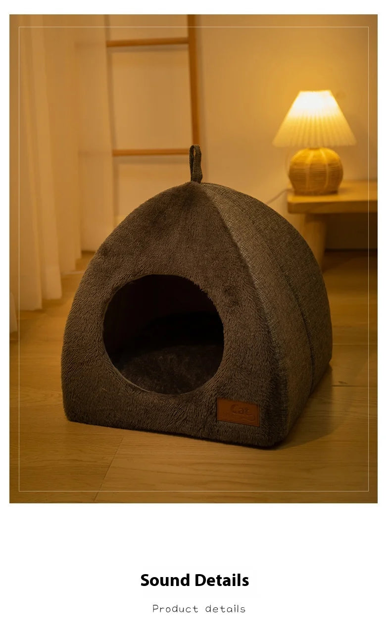 Triangle Closed Cat House Bed