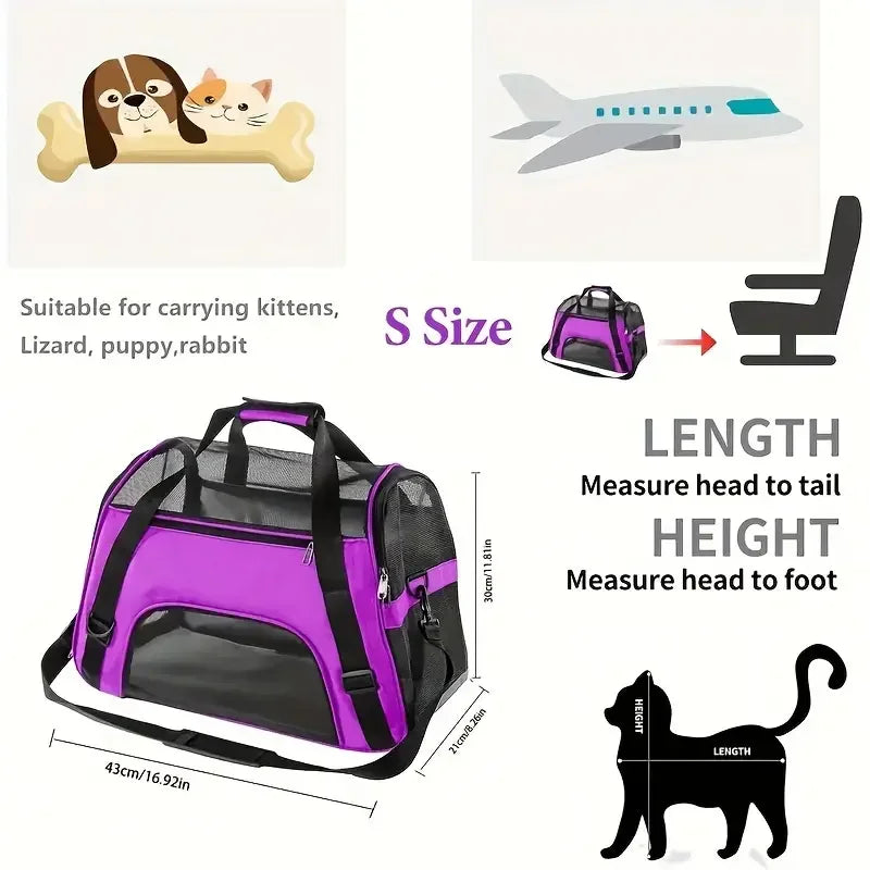 Portable Mesh Pet Carrier Bag for Dogs & Cats