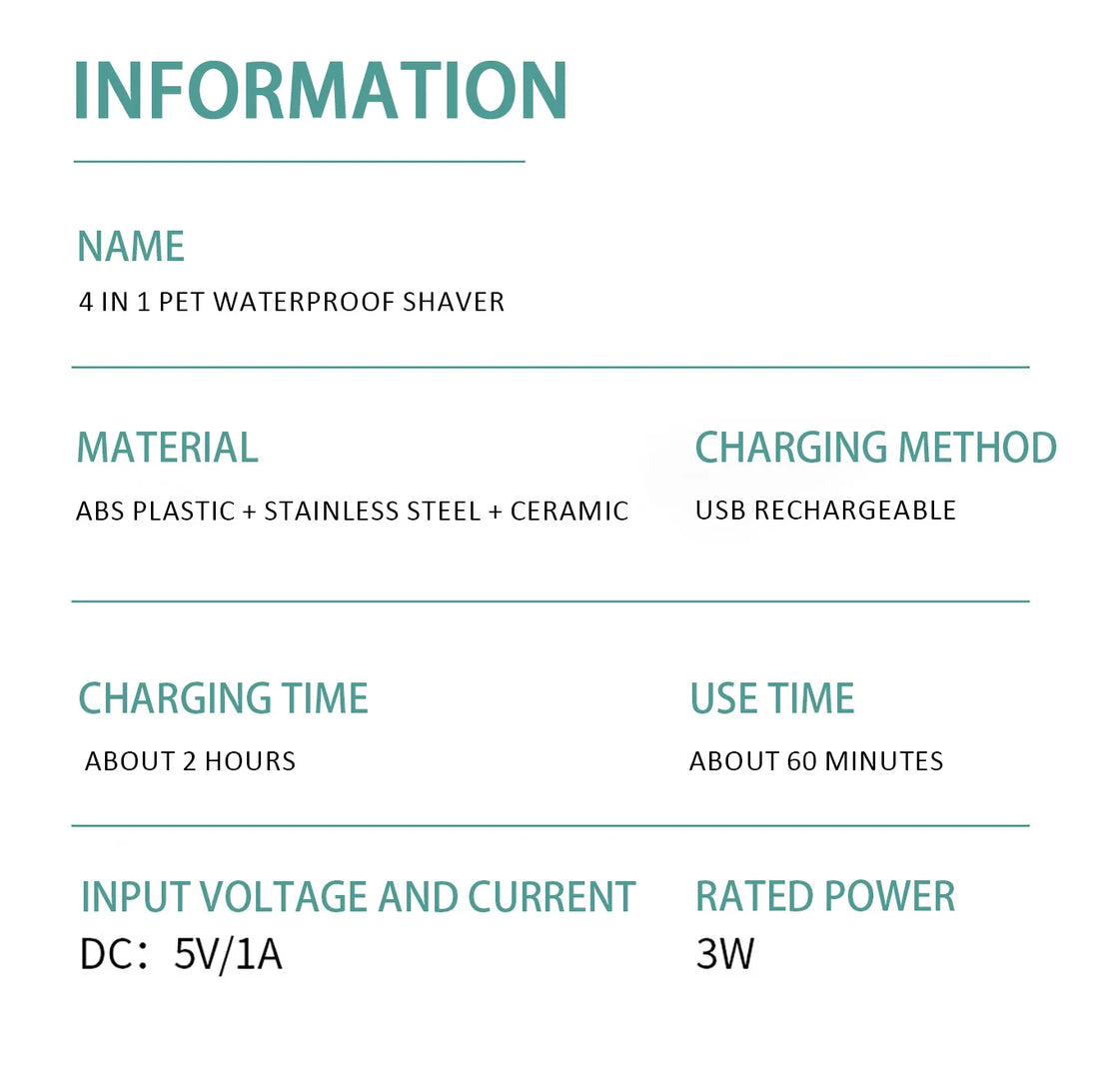 USB Rechargeable Professional Pet Hair Clipper