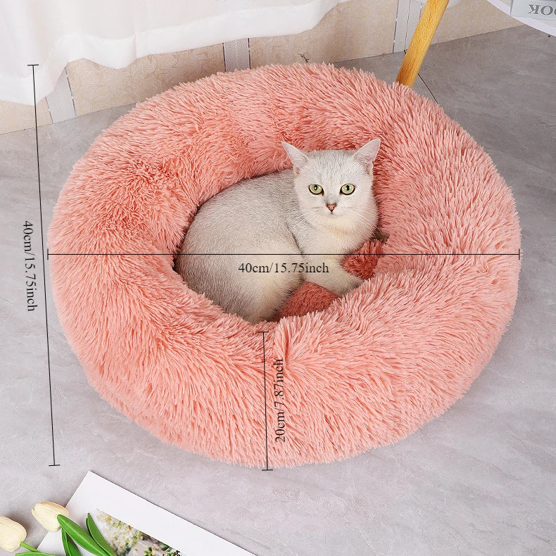 Winter Plush Round Cat & Dog Nest Bed