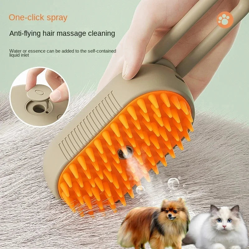 3-in-1 Electric Steamy Pet Brush for Dogs & Cats