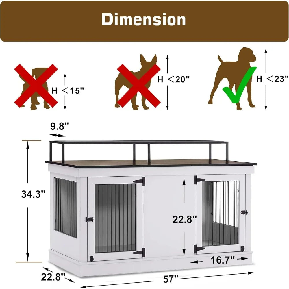 Wooden Dog Crate Furniture TV Stand with Double Doors